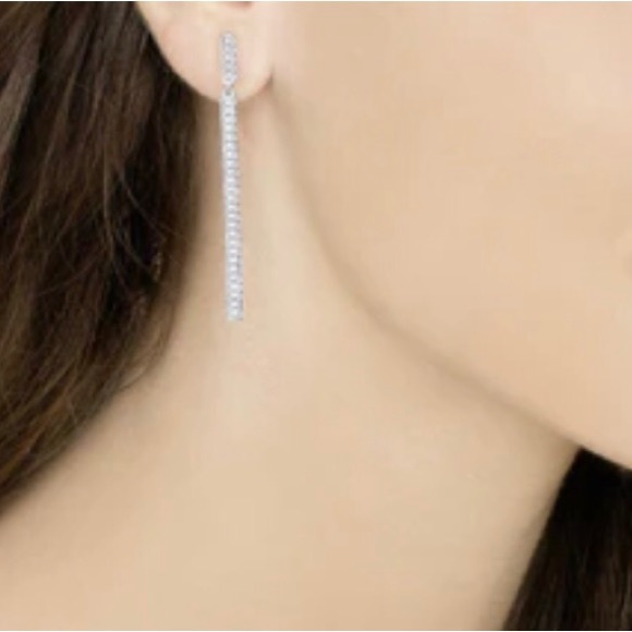 Ladies Swarovski Rhodium Plated Game Earrings - Picture 3 of 3